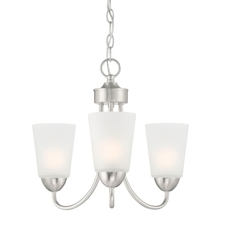 Designers Fountain Malone 3 Light Transitional Brushed Nickel with Frosted Glass Shades Chandelier For Dining Rooms D267M-3CH-BN